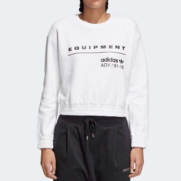 Adidas White Cropped EQT Sweatshirt - Picture 4 of 4